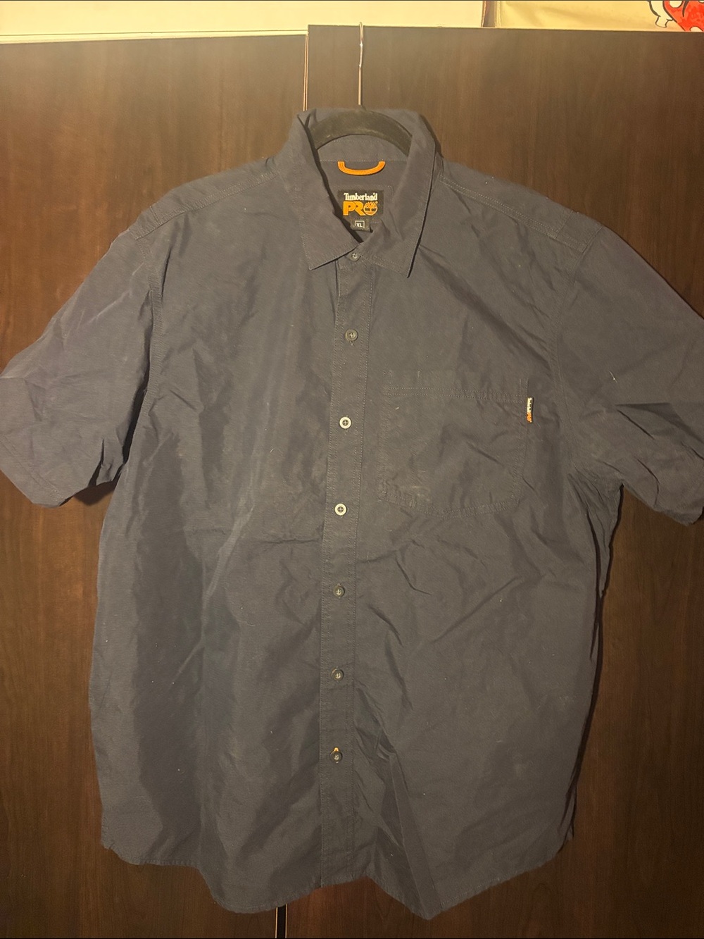 Timberland PRO Men's Navy Blue Short-Sleeve Button-Down Work Shirt